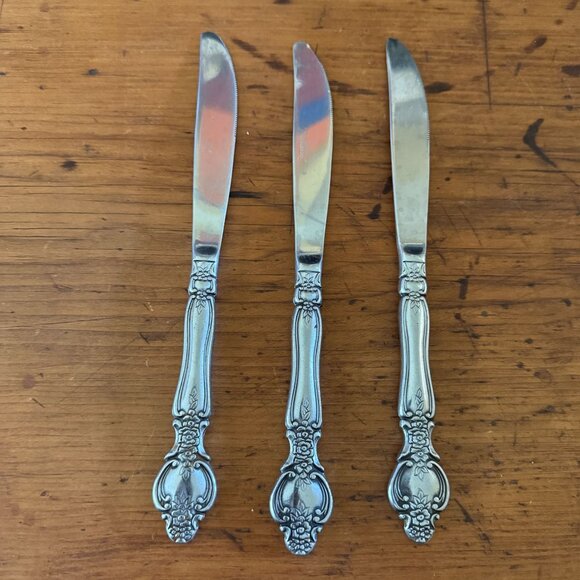 Rogers Stanley Roberts SRB199 Stainless Steel Dinner Knife Lot Of 3 Floral - Picture 2 of 2